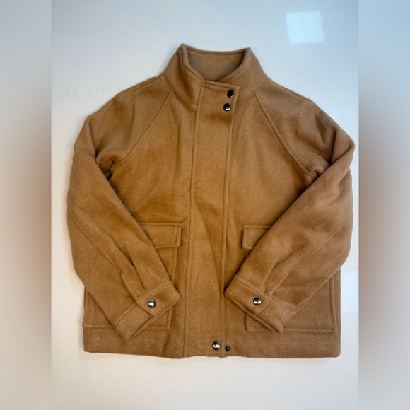 BANANA REPUBLIC Brushed Melton Pocket Short Jacket in Camel Size Petite XXS - Picture 5 of 15